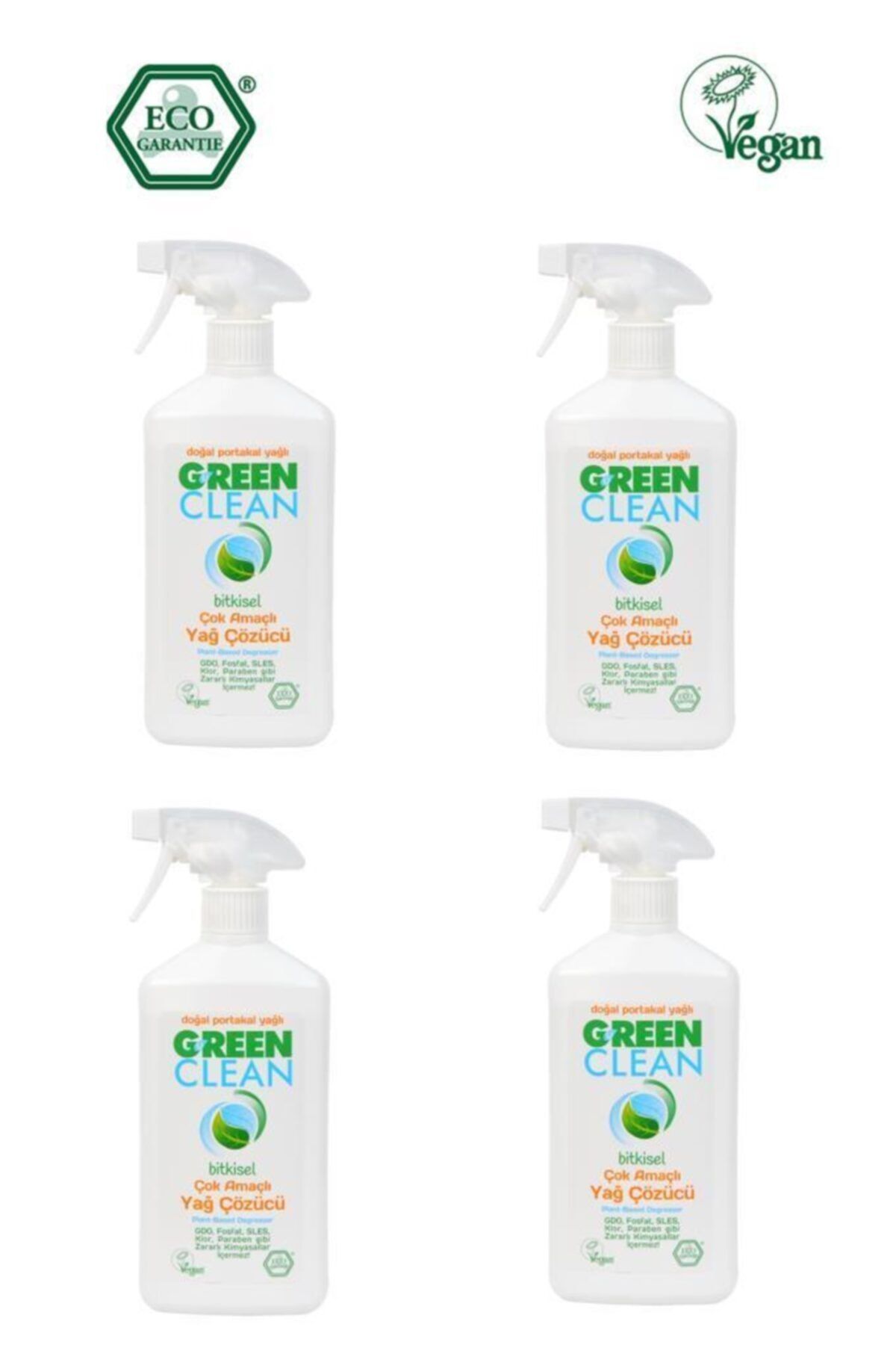 U Green Clean Organik Portakal Yağlı Çok Amaçlı Yağ Çözücü 500 ml 4 Lü Set