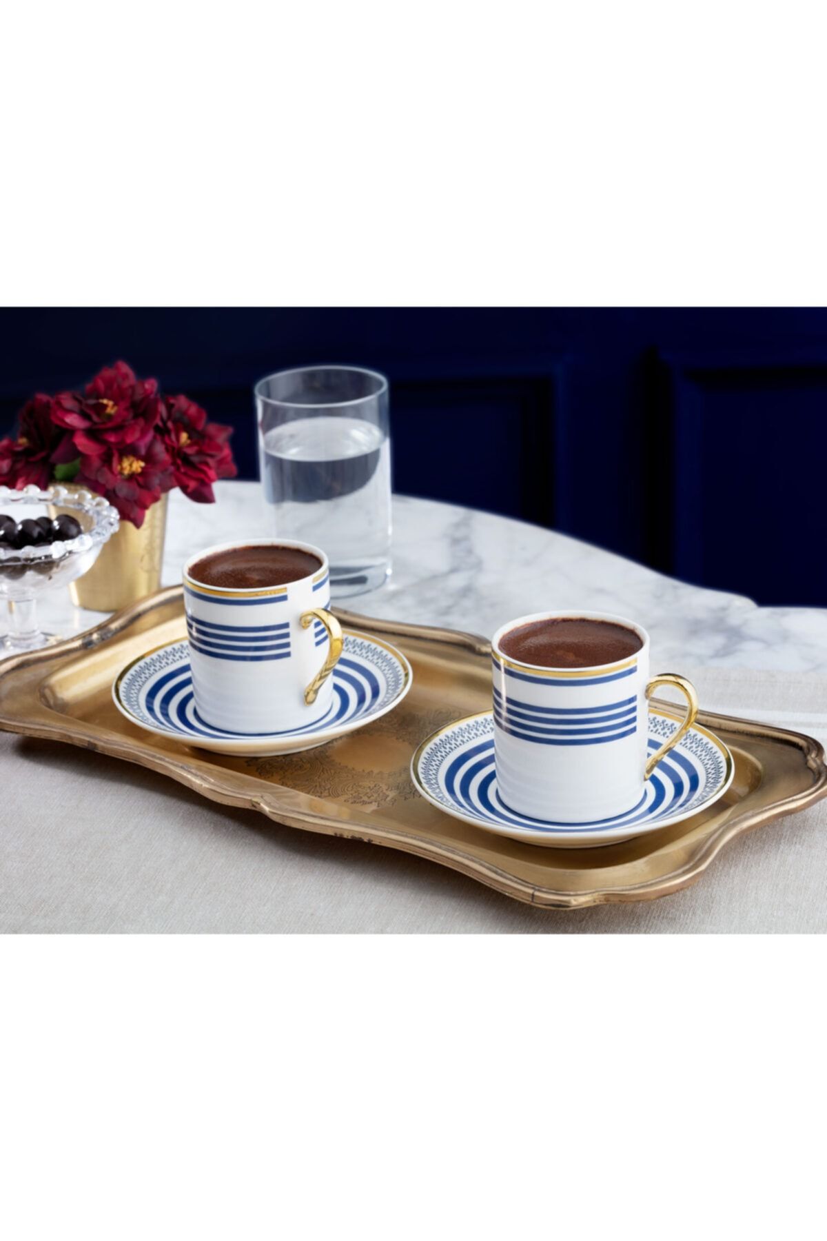 Madame Coco Fadette New Bone China 2�li Fincan Takımı Mavi 80 ml