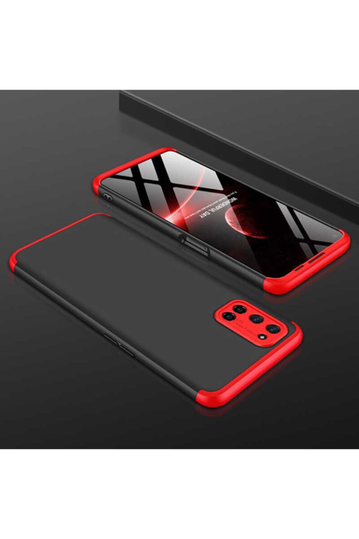 Telefon Aksesuarları Oppo Oppo A72 Sert Silikon Kılıf Siyah/kırmızı