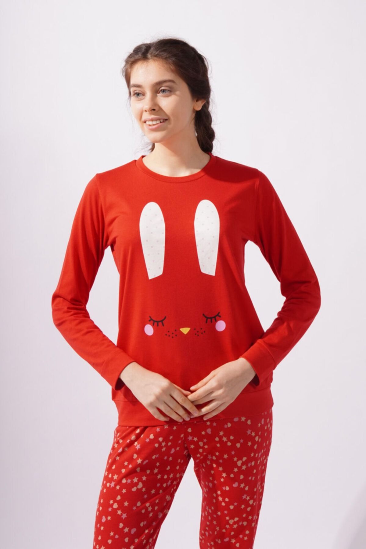 Katia & Bony Rabbıt Kadın Pijama Takımı - Kırmızı