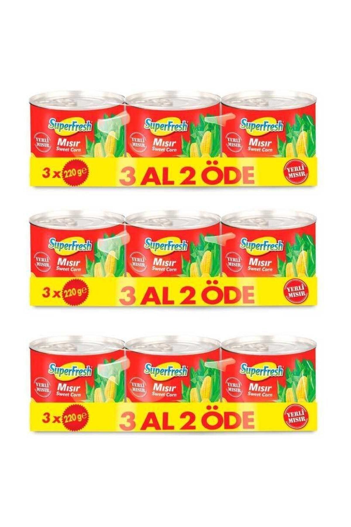 SuperFresh Mısır Konserve 220 gr X 3 Adet X 3 Paket