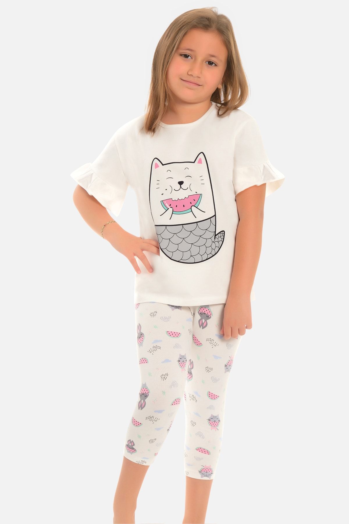 Little Frog Taytlı Kız Çocuk Pijama Takımı Karpuz