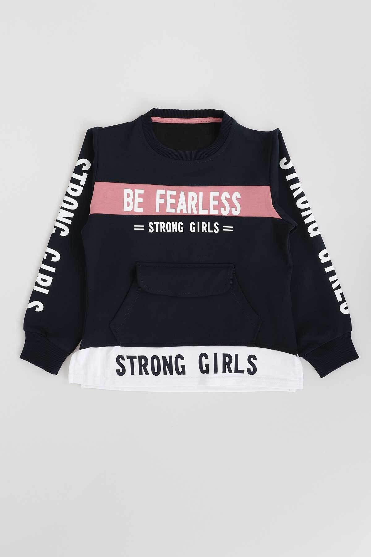 Ahenk Kids Kız Çocuk Siyah 13015 Be Fearles Baskılı  Sweatshirt