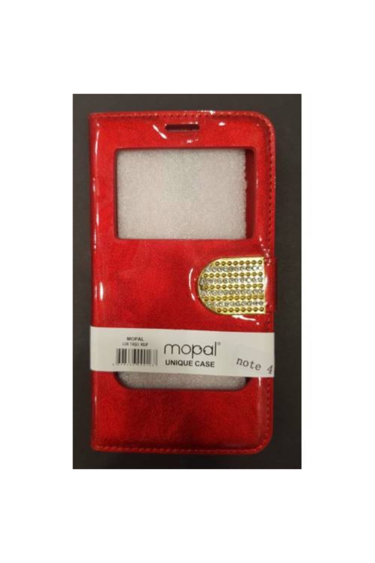 Mophie Samsung Note 4 Mopal Rugan Pencereli Kapaklı Kırmızı Kılıf
