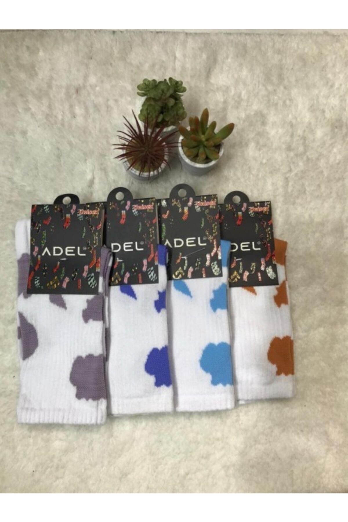 Adel 4'lü Unisex Inek Desenli (Uzun) Çorap