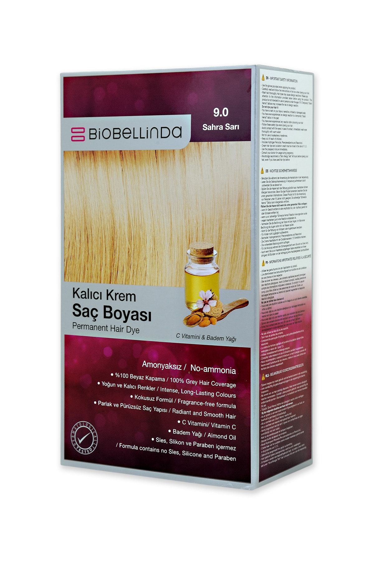 BioBellinda Amonyaksız Kalıcı Krem Saç Boyası - 9.0 Sahra Sarı