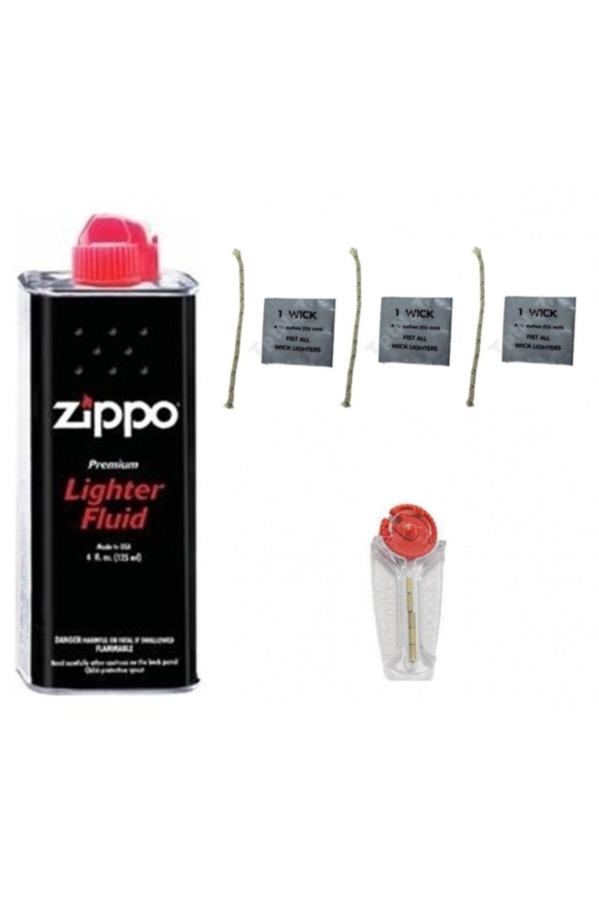 Zippo Orjinal Benzin + 3 Adet Fitil + Taşı Süper Set