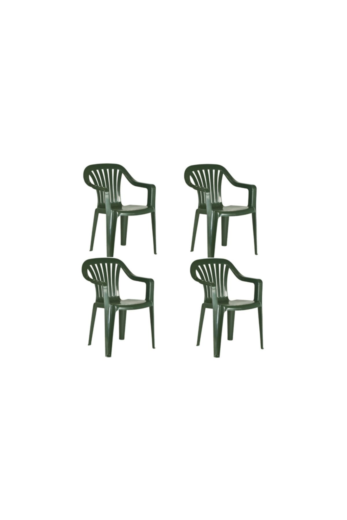 Papatya Tropik Koltuk Sandalye Balkon Bahçe Dış Mekan Dışmekan 4 Adet Yeşil