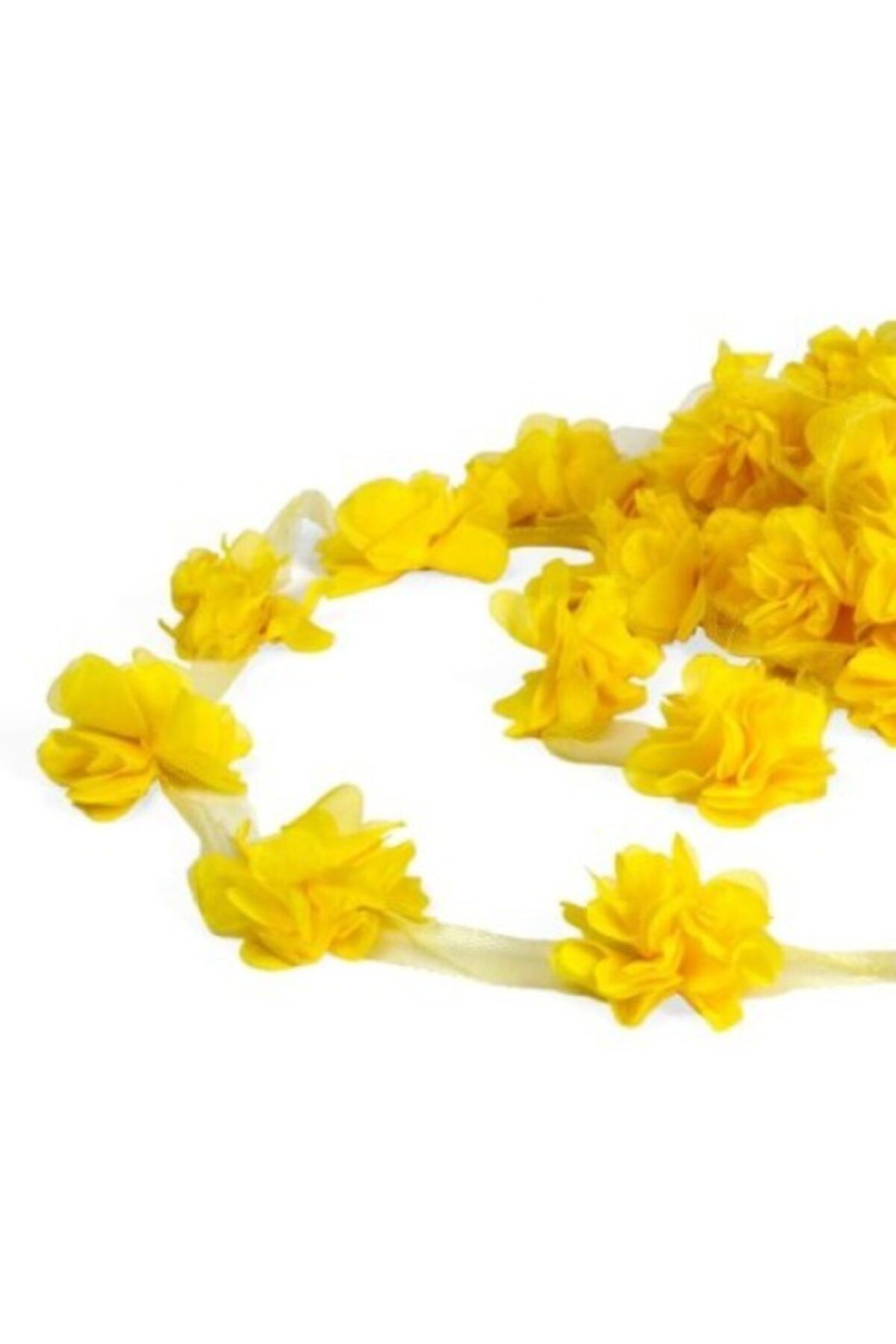 Aker Hediyelik Sarı Lazer Gül 1m Lazer Kesim Gül Süsleme Paketleme Malzemesi 12 Adet Organze Kumaş Yapay Çiçekler