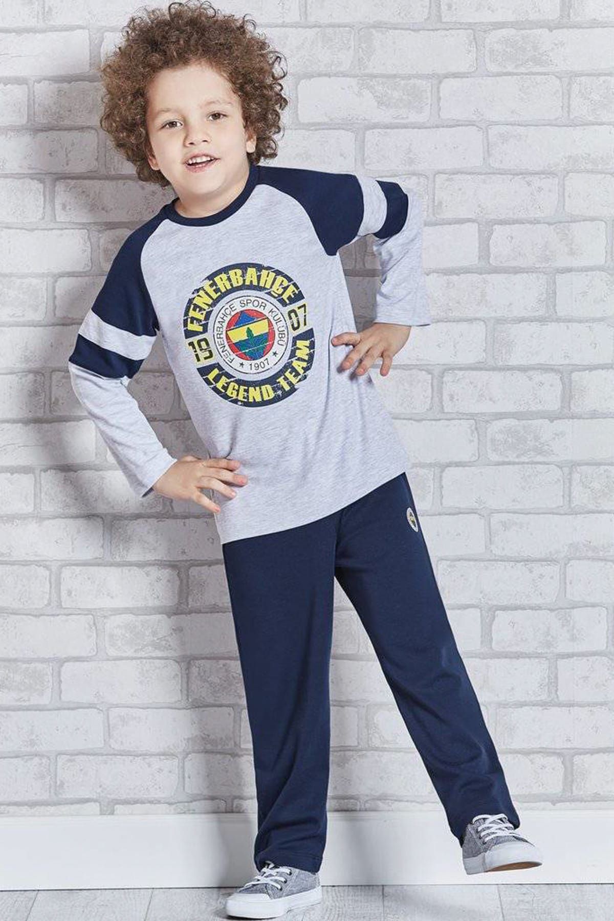 Fenerbahçe Lisanslı Erkek Çocuk Pijama Takımı Gri