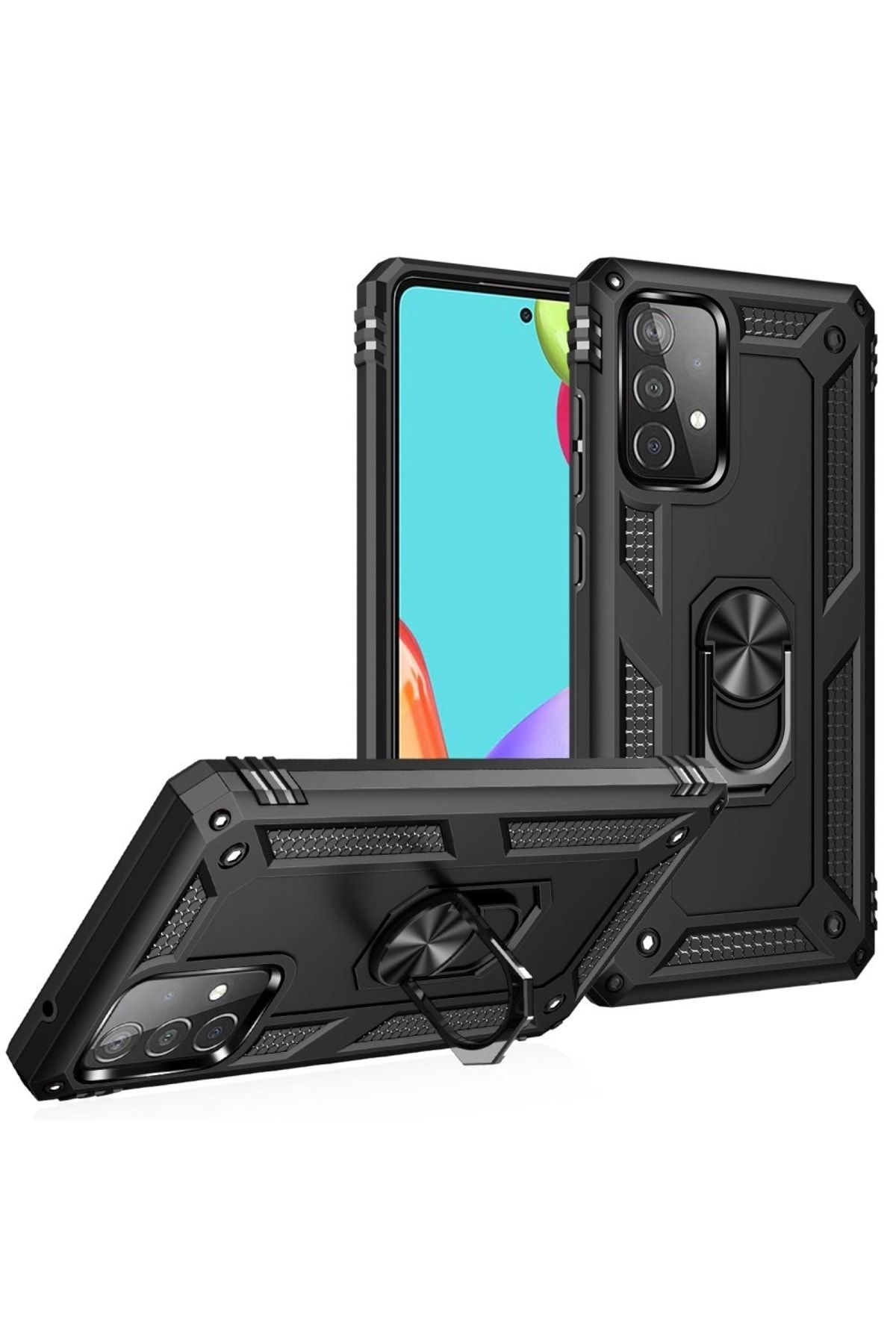 CeoAksesuar Samsung Galaxy A73 5g Kılıf Zırhlı Yüzüklü Standlı Tank Kapak