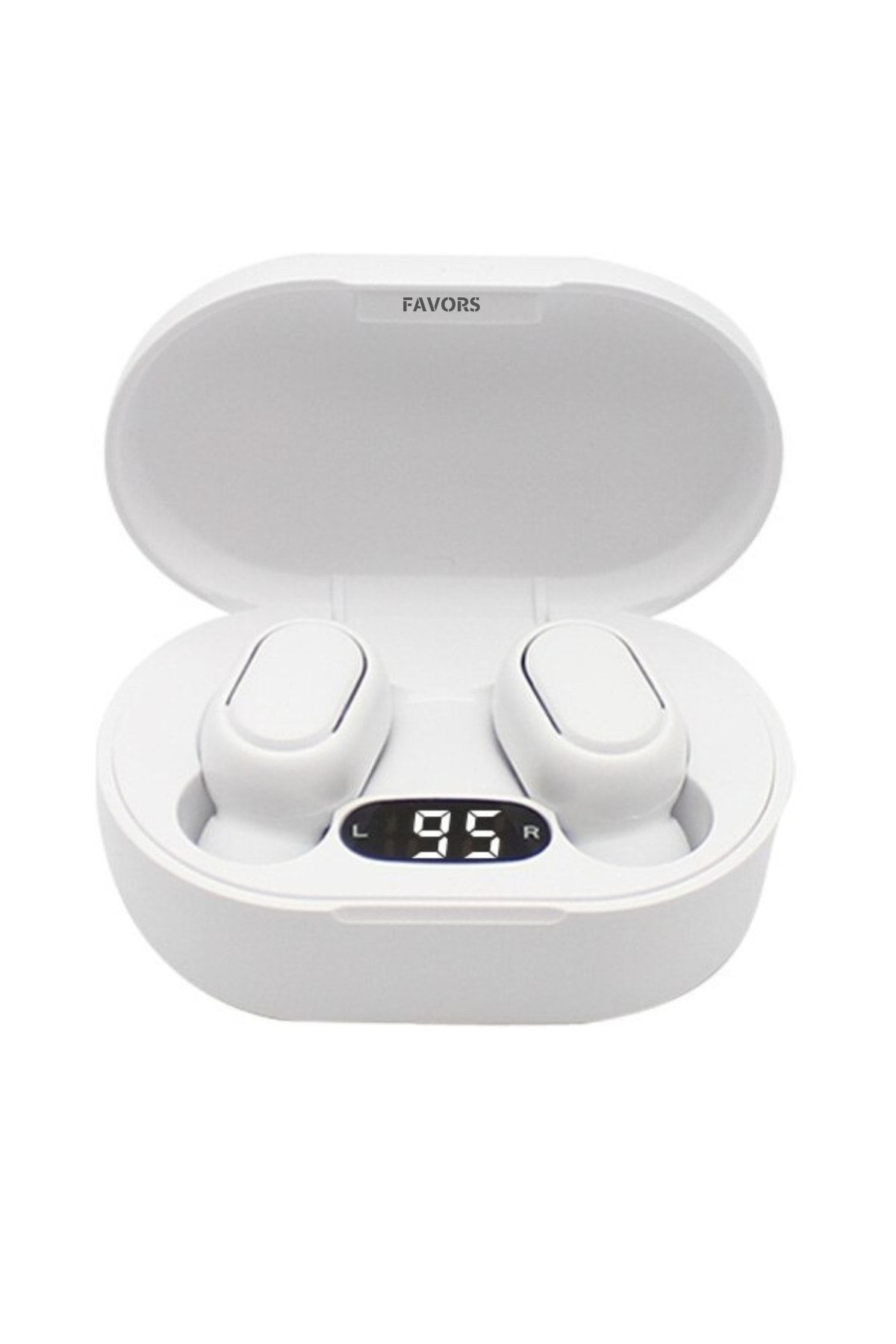 Favors E7s Dots Bluetooth Kulaklık Extra Bass Hd Ses Çift Mikrofon Universal Kablosuz Kulaklık Beyaz E7s