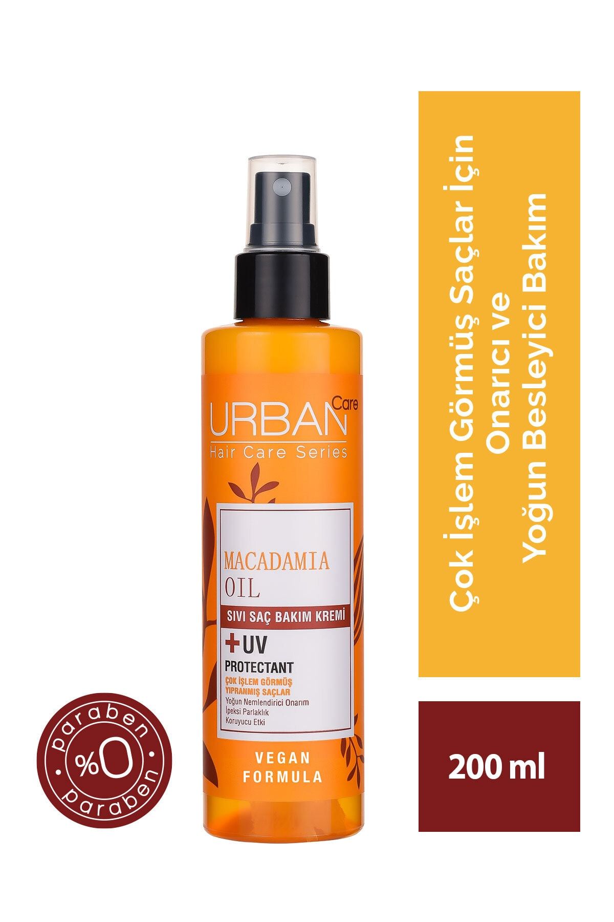 Urban Care Makademya&Keratin Çok İşlem Görmüş Saçlara Özel Onarıcı Sıvı Saç Kremi-200ML-Vegan