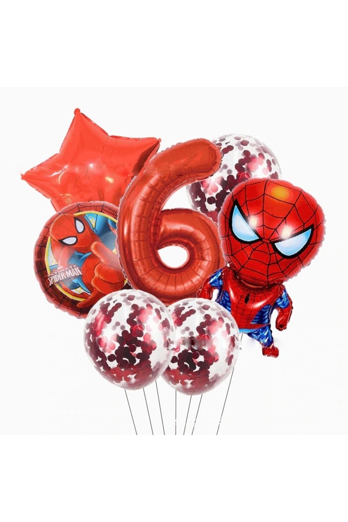 DİSNEY Örümcek Adam Balon Seti Rakam Balon Pullu Şeffaf Balon Spiderman Balon