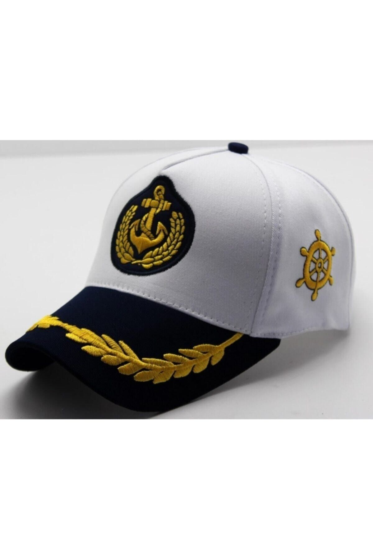 rüya butik Unisex Beyaz Kaptan Şapka