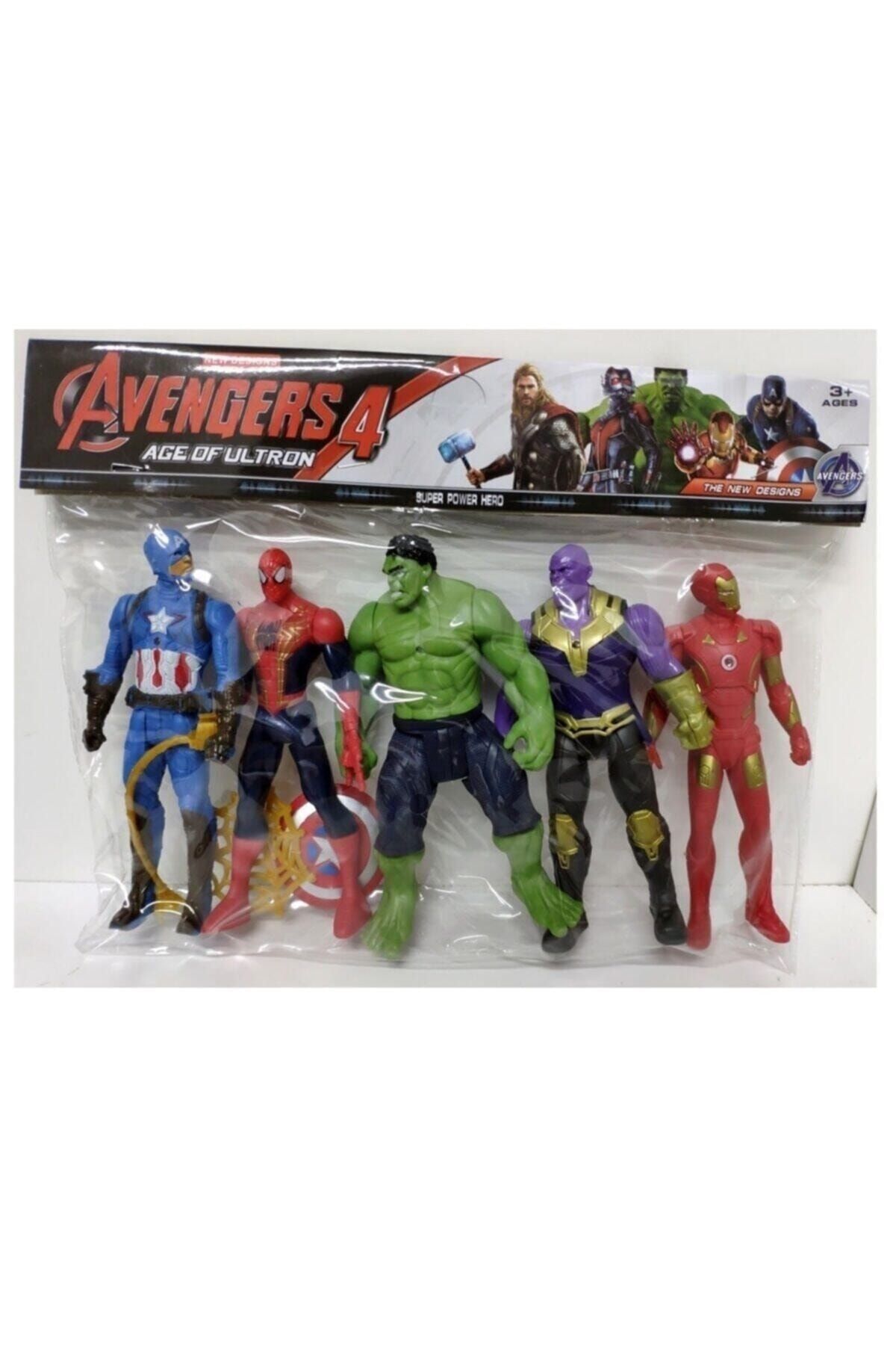 AVENGERS Thanos Örümcek Adam Ironman Hulk Oyuncak Işıklı 5li Set 15 Cm