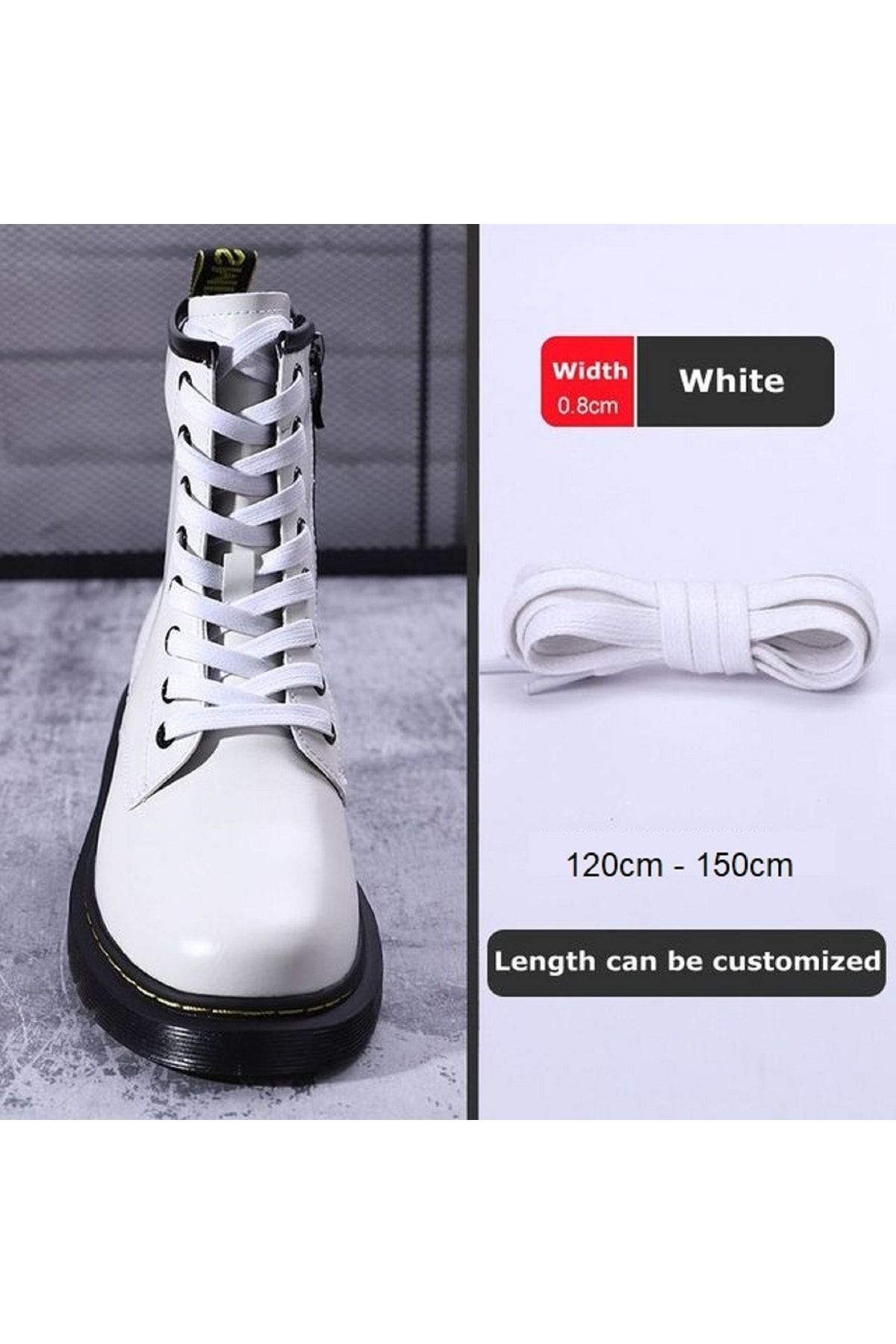 srtfootcare Yassı Mumlu Pamuklu Ayakkabı Bağı 07mm X 150cm 1 Çift Beyaz