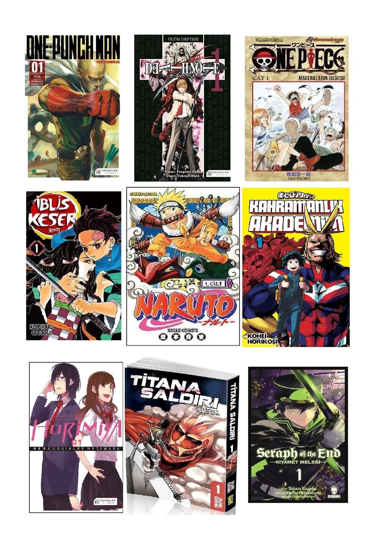 Romans 9 Manga Serisi Ilk Kitaplar Set / Naruto & Iblis Keser & Death Note & One Piece ... Ve Daha Fazlası