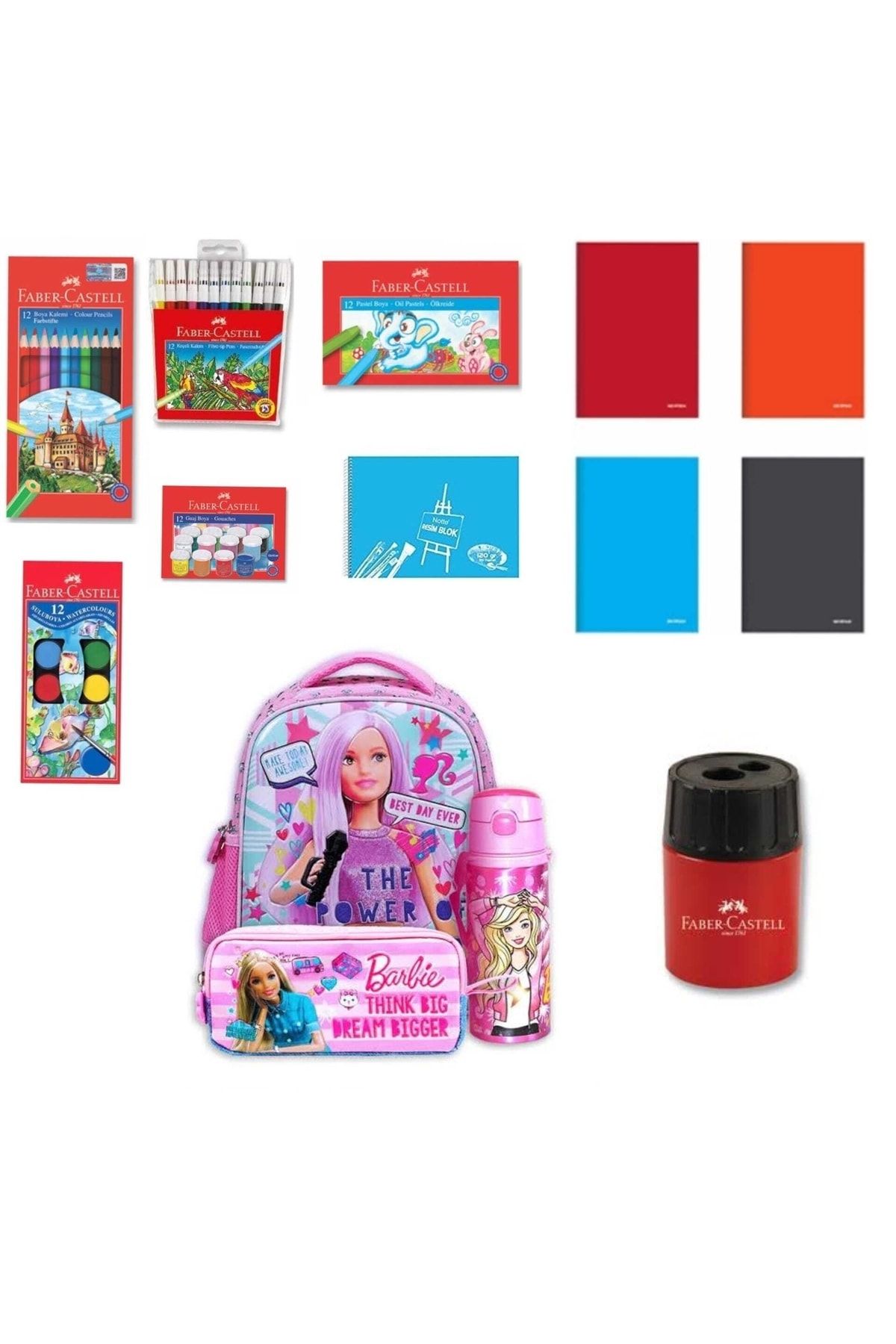Barbie Okul Çantası Set 3 Lü Lisanslı + Boya Seti + Defter Seti
