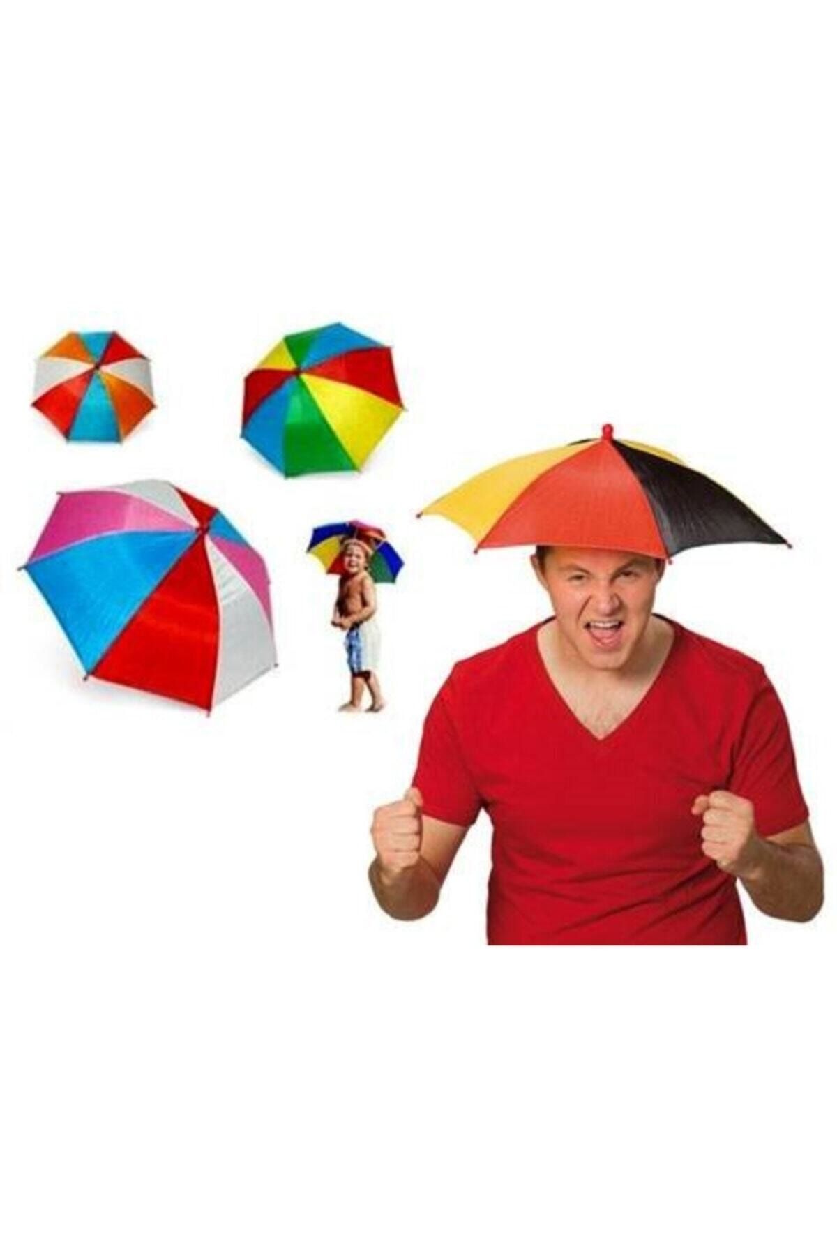 Genel Markalar Şemsiye Lastikli Plaj Yazlık Kafa Şemsiyesi Güneş Koruyucu
