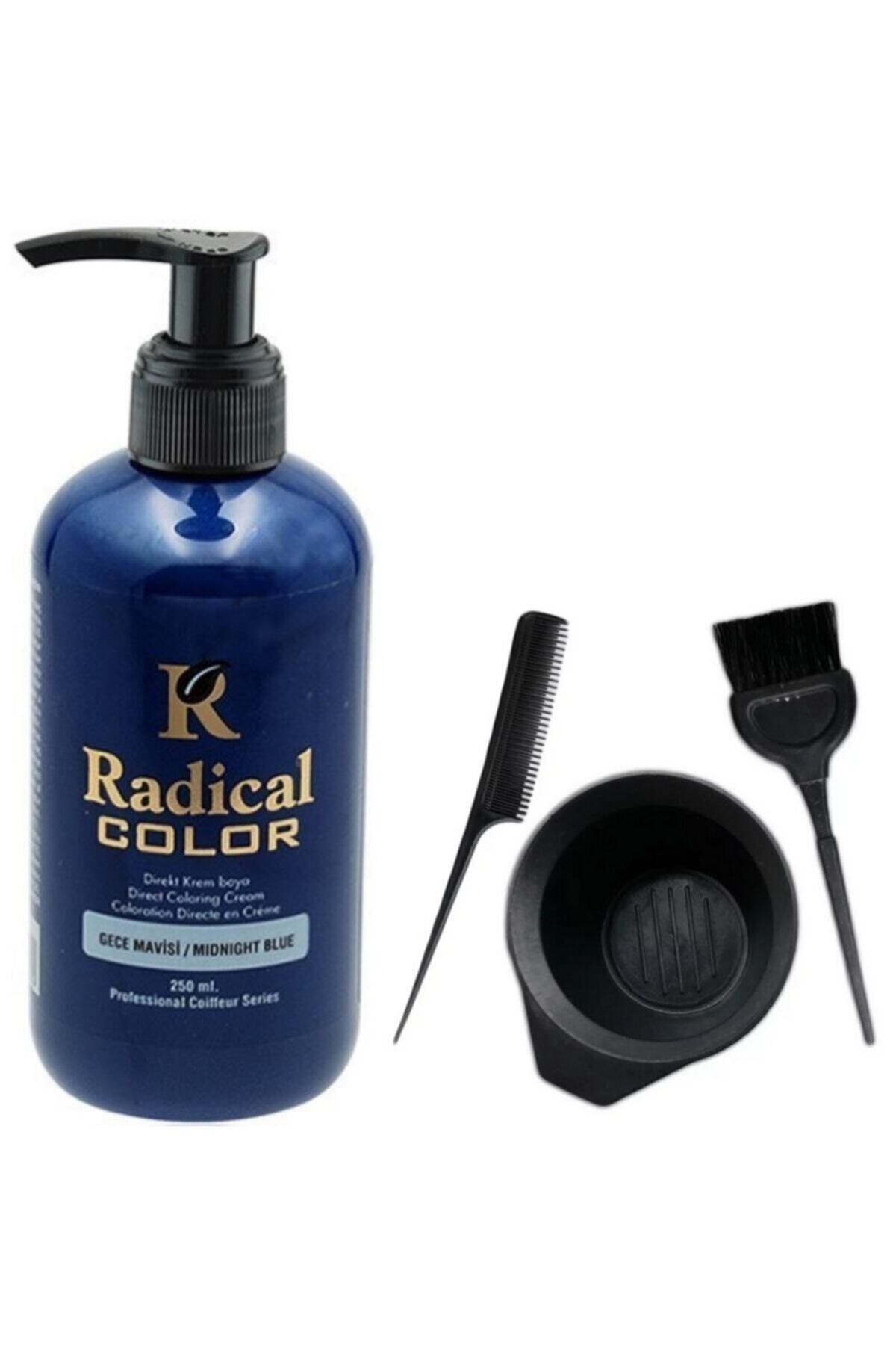 Radical Saç Boyası Gece Mavisi 250ml Ve Fluweel Saç Boya Kabı Seti