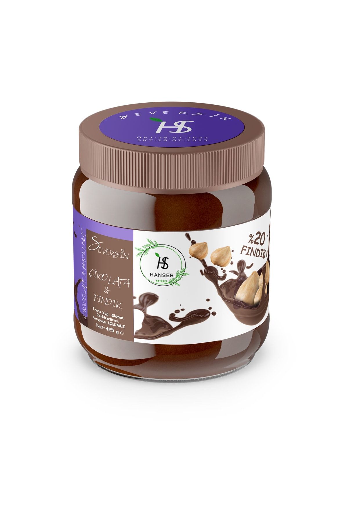 Hanser Seversin Krem Çikolata Kakaolu Fındık Ezmesi 425 gr