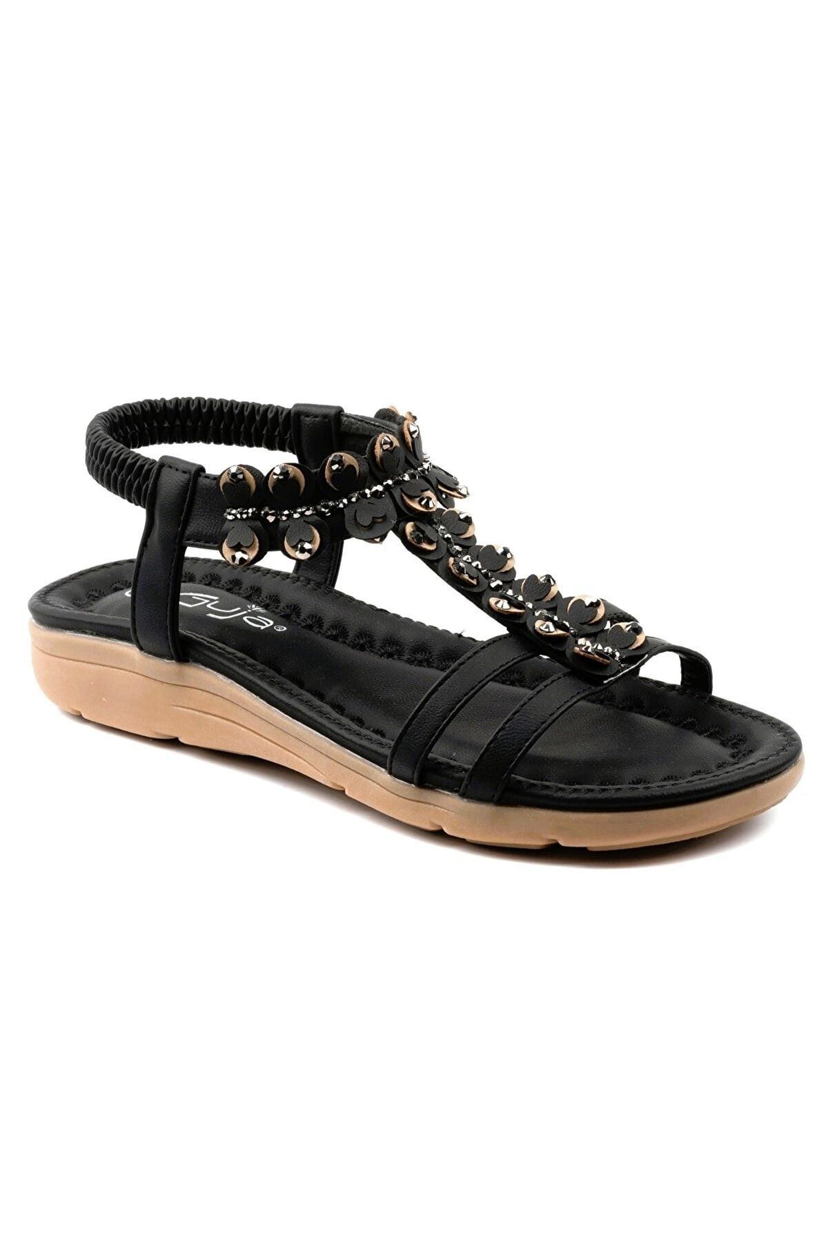 Guja Kadın Günlük Masaj Taban Taşlı Sandalet -siyah