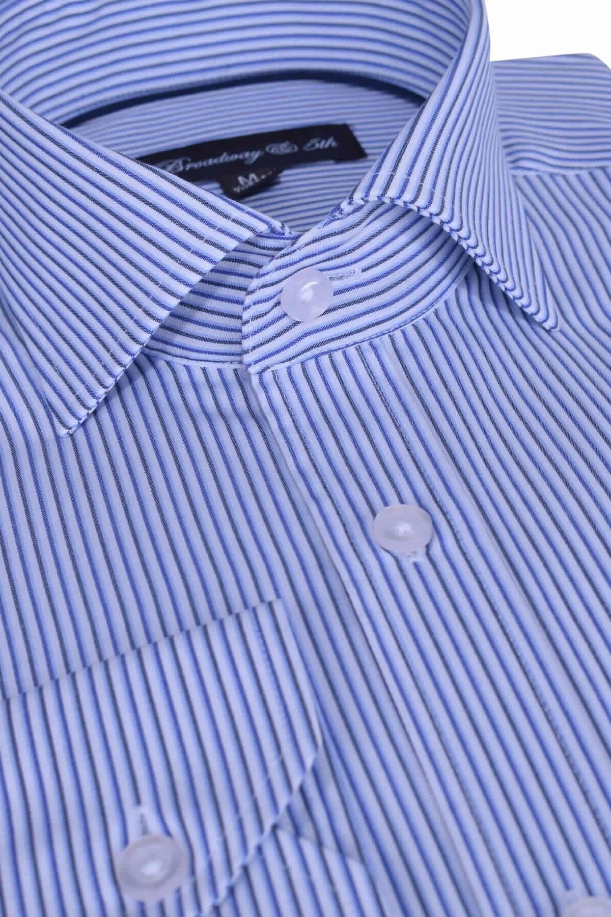 Ottomoda Erkek Çizgili Uzun Kollu Italyan Yaka Gömlek, B5-017