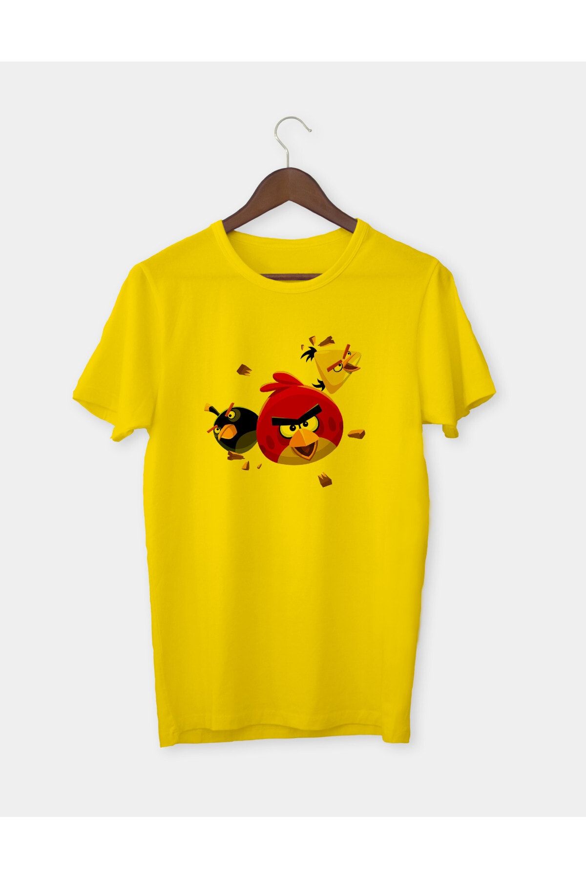 Genel Markalar Angry Birds Baskılı Sarı Yetişkin T-shirt