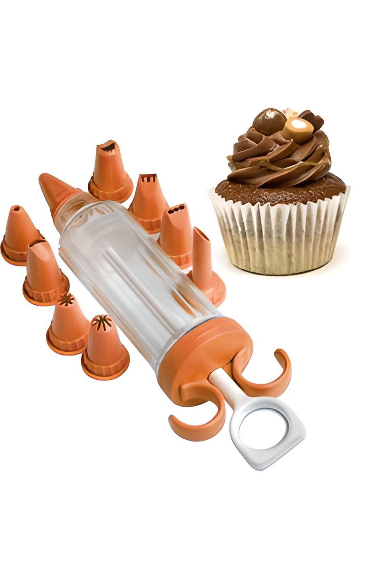 Kenpool Pasta Kek Kremşanti Süsleme Aparatı Krema Sıkma Pompası 9 Başlıklı Set