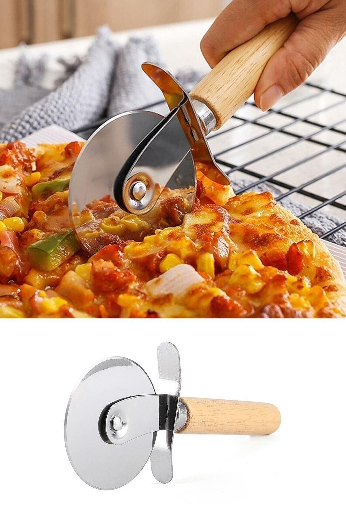 Neler Geldi Neler Ahşap Saplı Çelik Bıçaklı Lüx Pizza Kesici Pizza Bıçagı
