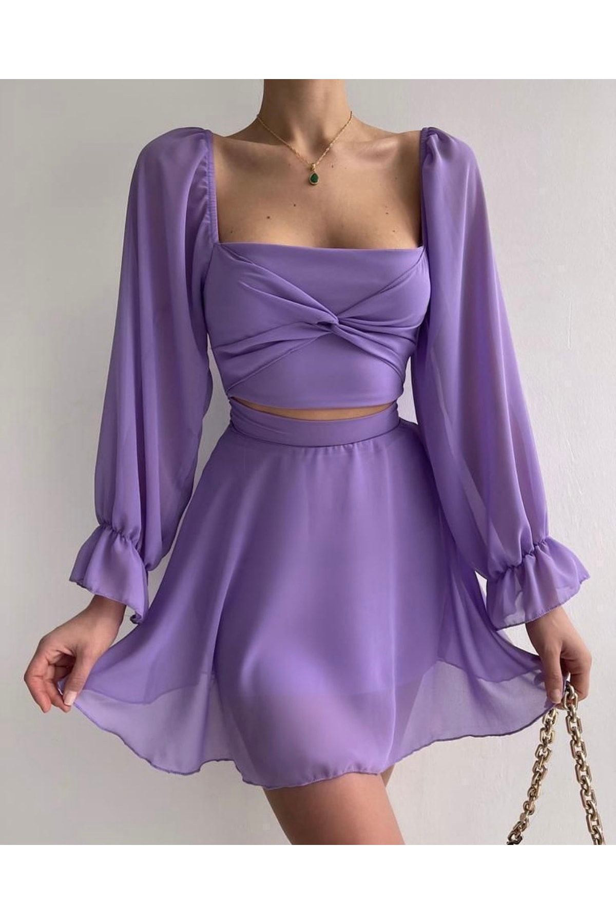 my bella Bel Detaylı Şifon Elbise