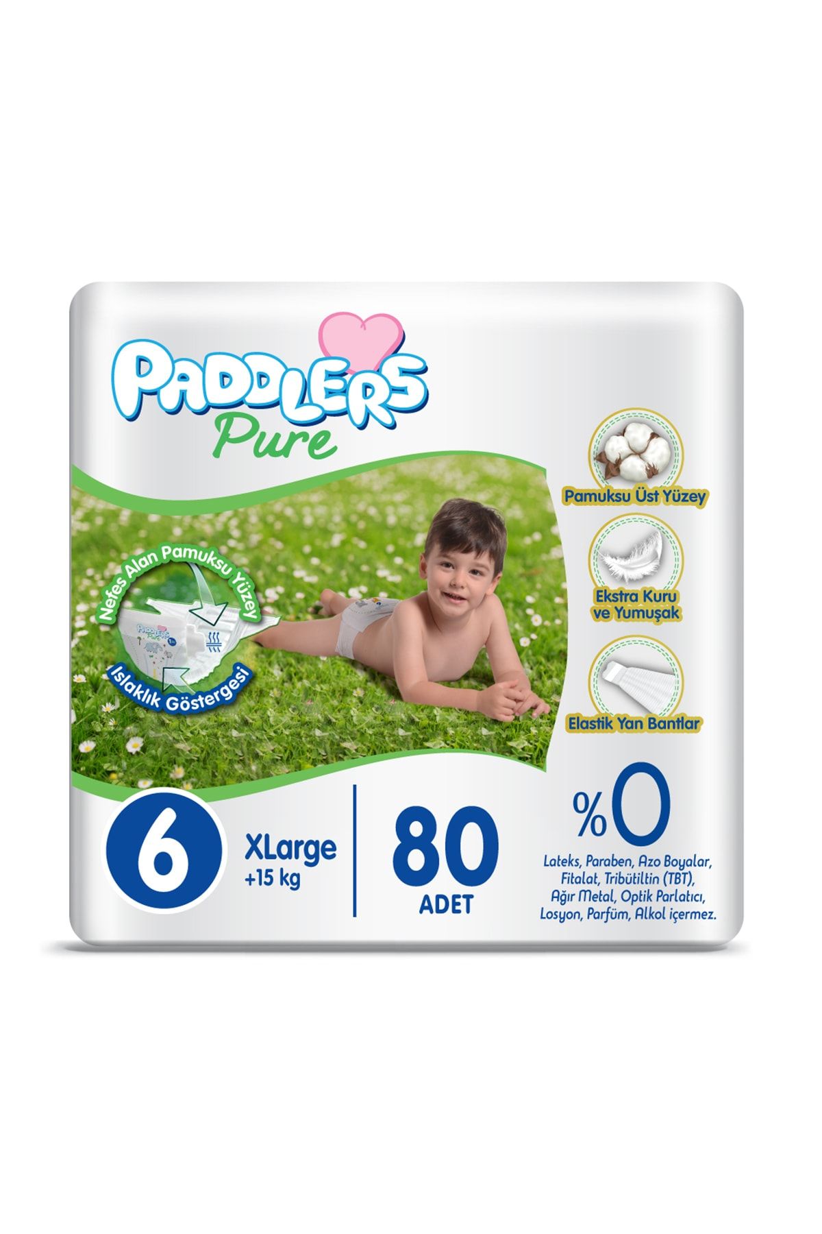 Paddlers Pure Bebek Bezi 6 Numara X-large 80 Adet (15 KG) Süper Fırsat Paketi