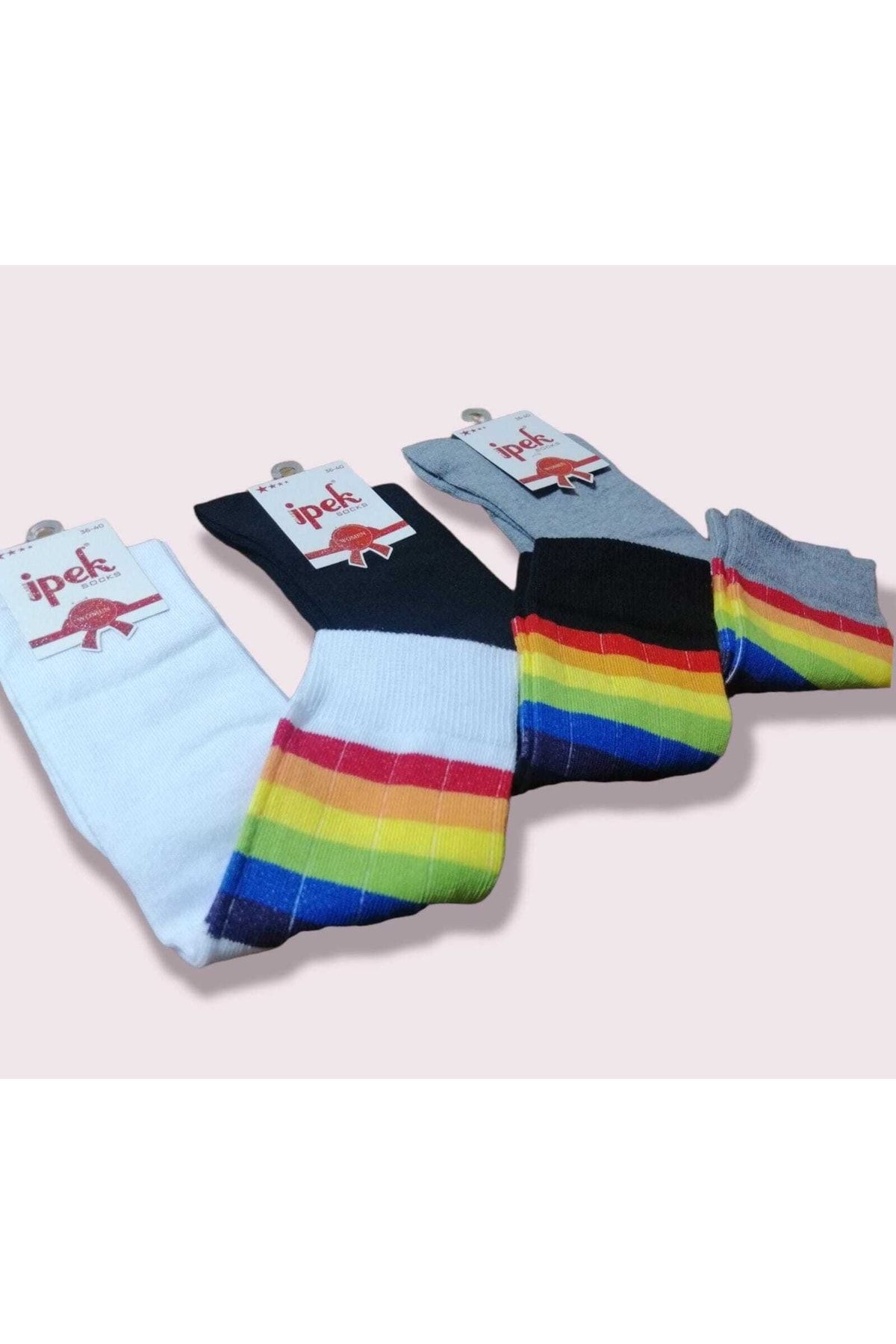 İpek Cotton Diz Altı  Çorabı 6 Çift Renkli
