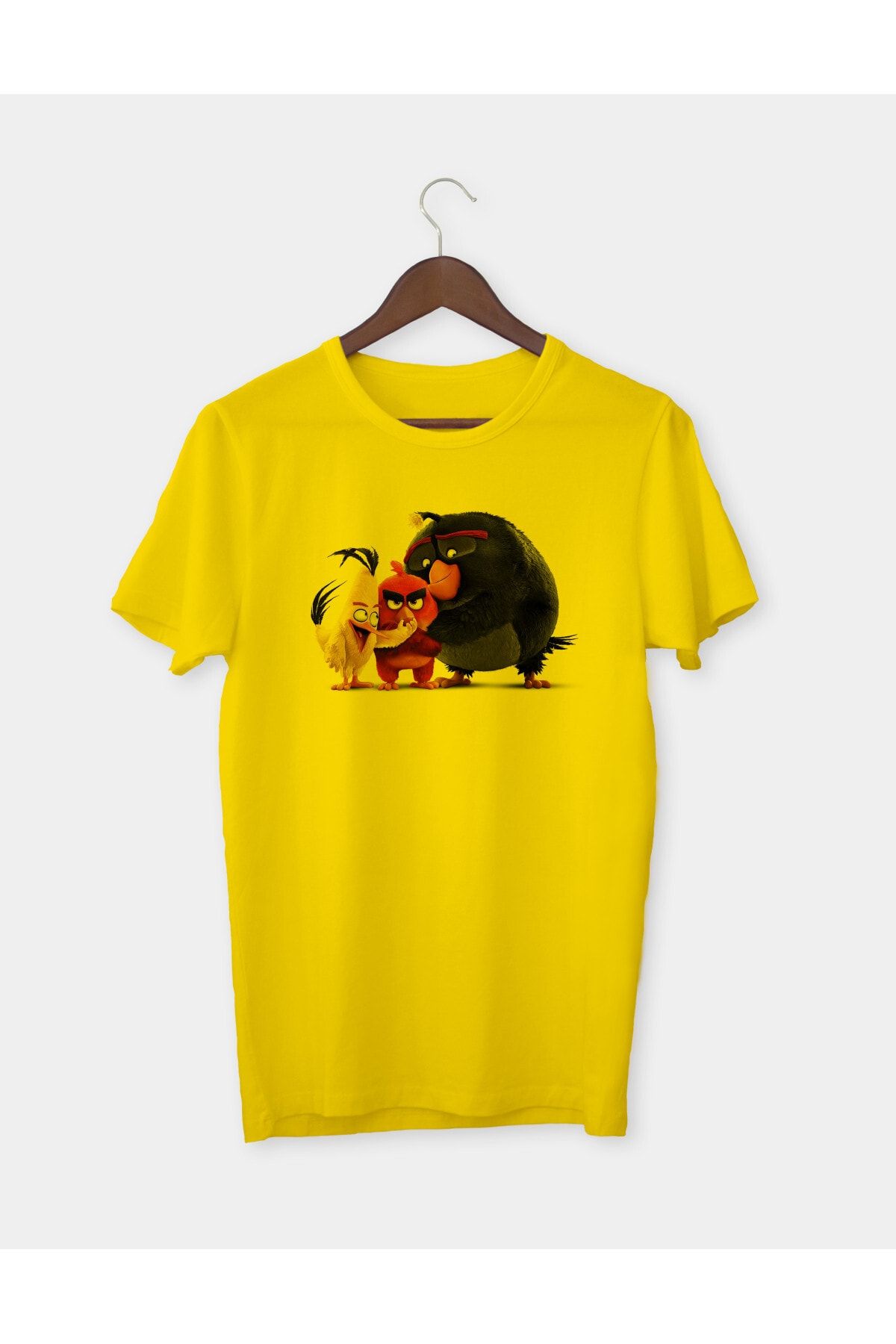 Genel Markalar Angry Birds 2 Baskılı Sarı Yetişkin T-shirt