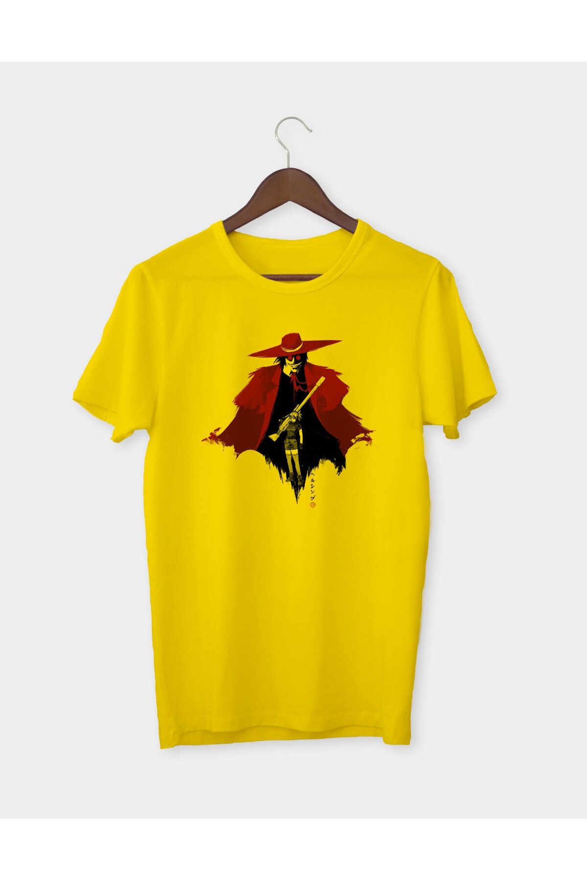 Genel Markalar Anime Hellsing Ultimate Baskılı Sarı Yetişkin T-shirt Tişört 1