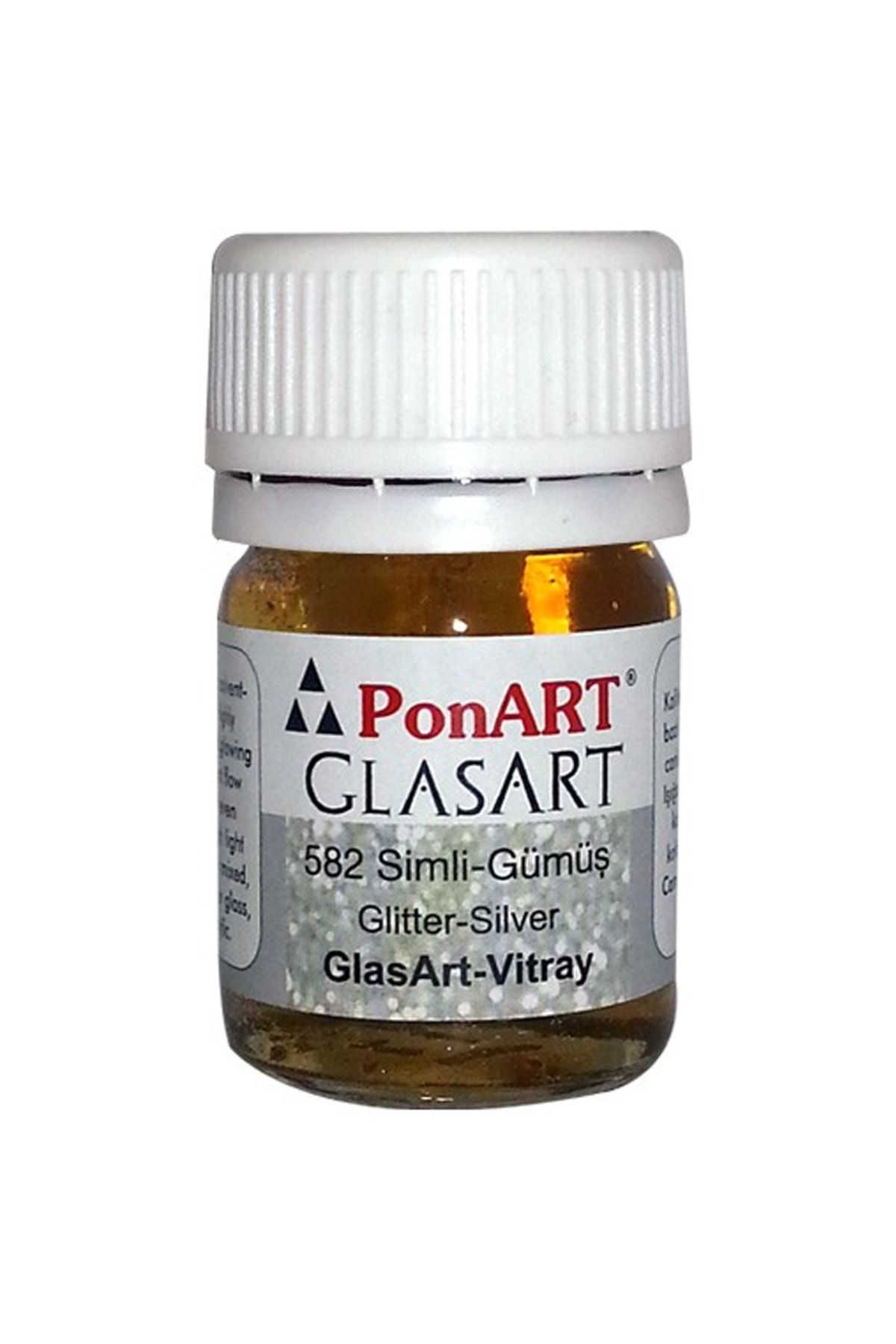 Ponart Glass Art 20 Ml Simli Gümüş Cam Boyası - 582