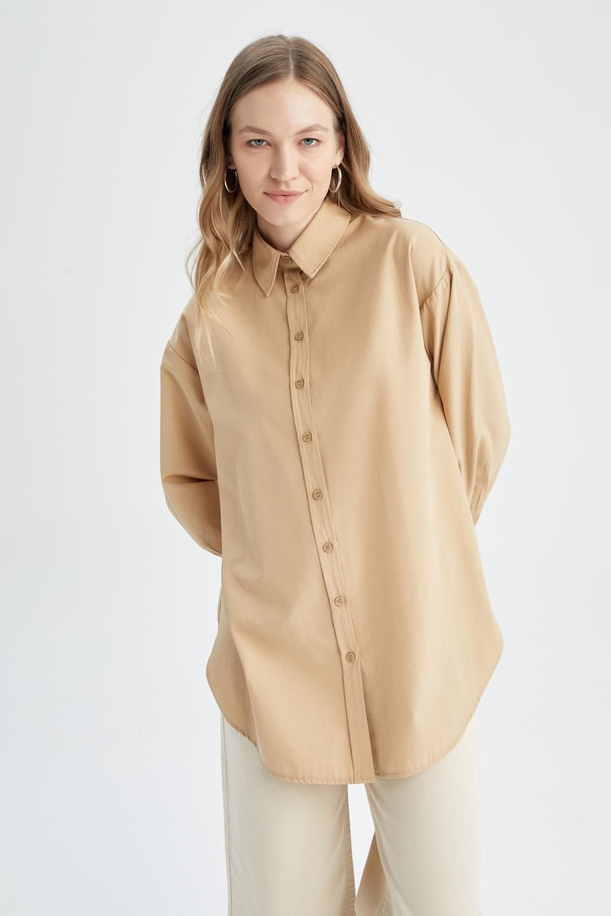 Defacto Regular Fit Basic Uzun Kollu Gömlek Tunik