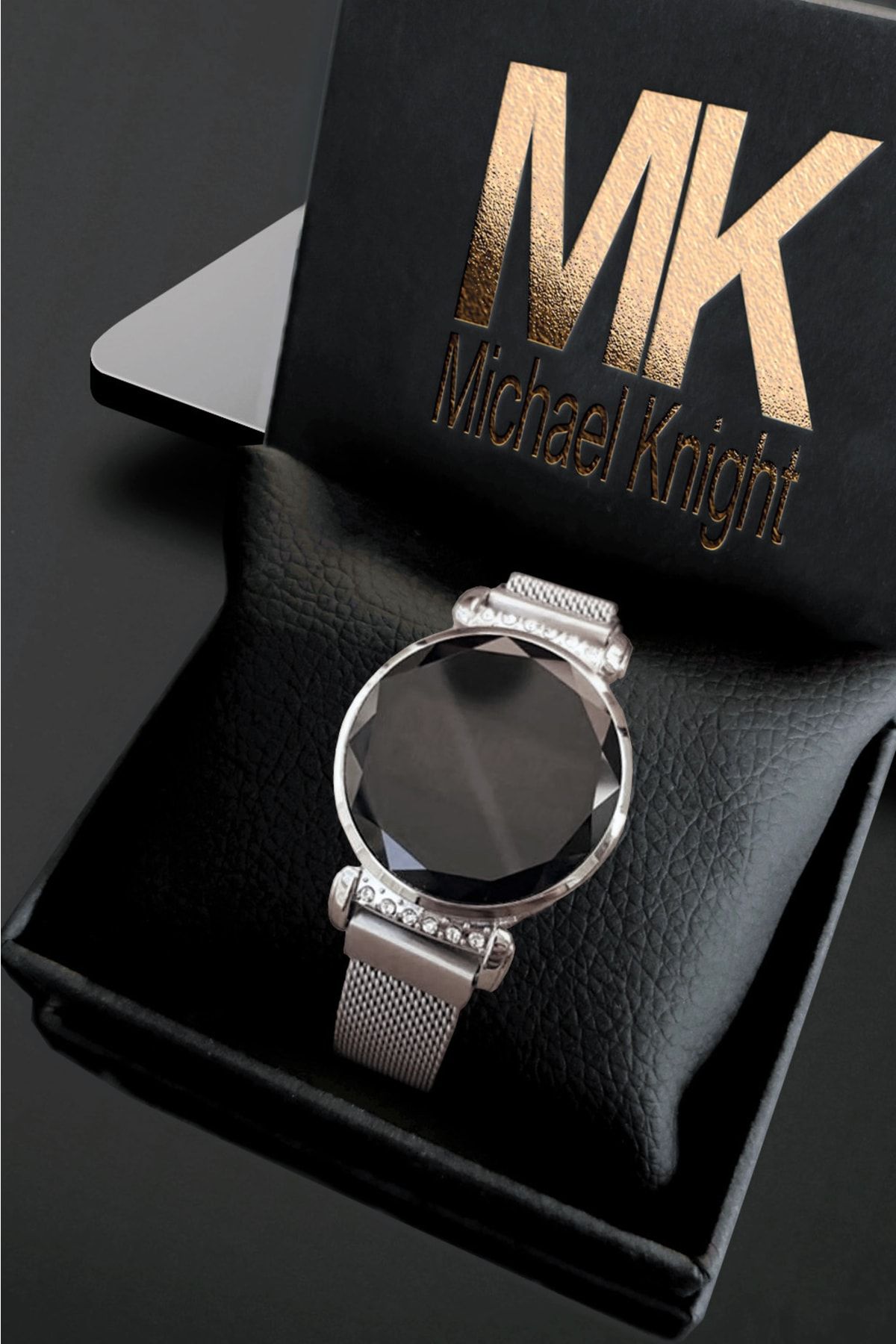 Michael Knight Kadın Kol Saati Özel Kutusunda Taşlı Dokunmatik Mıknatıslı Hasır Kordon