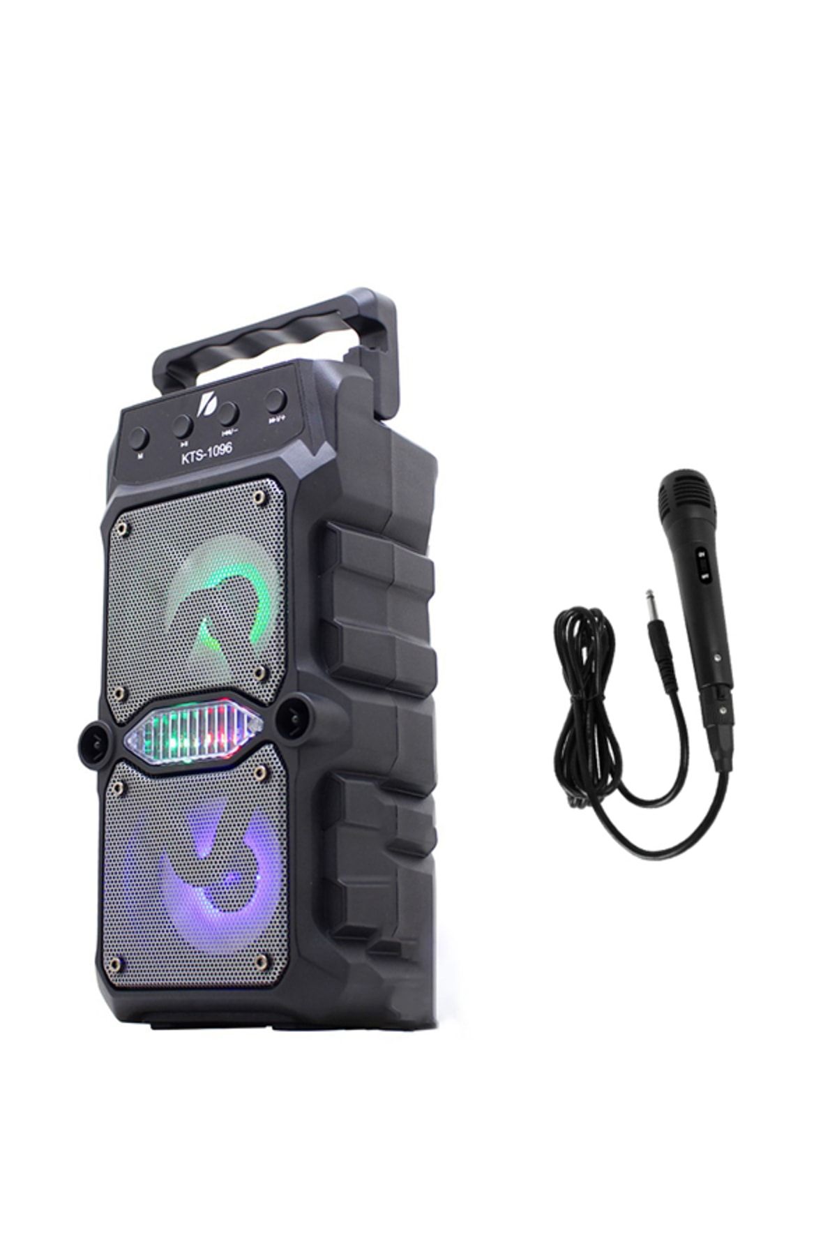 OWWOTECH Kts 1096 Işıklı Mikrofonlu Outdoor Parti Hoparlörü Bluetooth Hoparlör 3 Inç × 2 Kablosuz Speaker