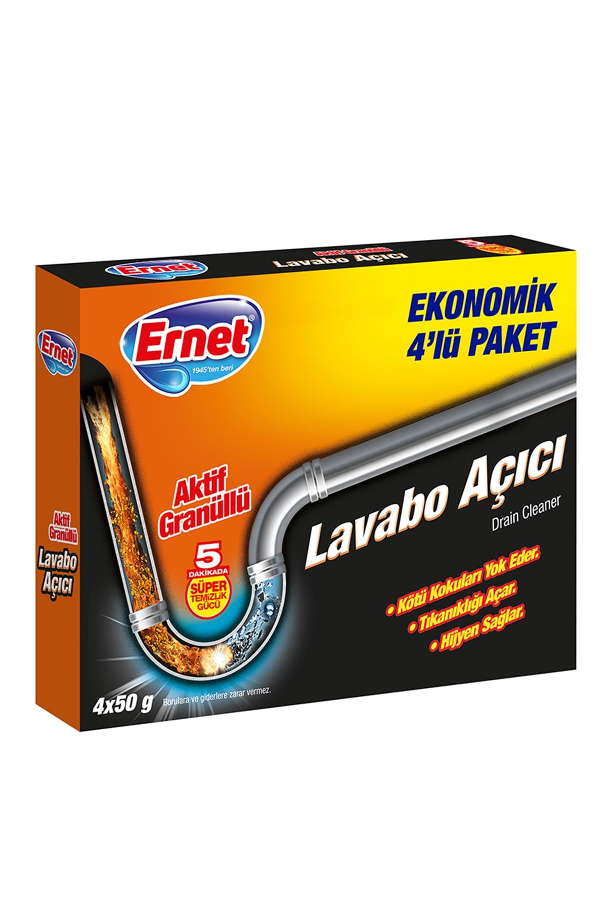 Ernet Lavabo Açıcı Granül 4'lü Ekonomik Paket 4x50 G