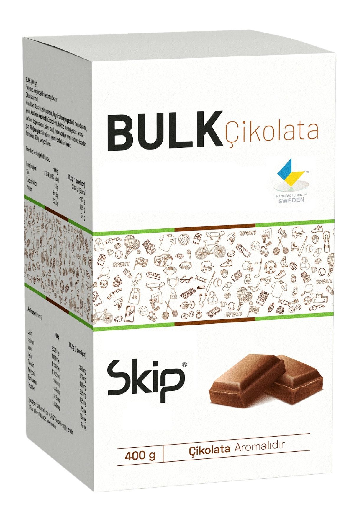 bulk Protein Ve Karbonhidrat Karışımı (İSVEÇ MALI) Çikolata 400 G (GLUTENSİZ)