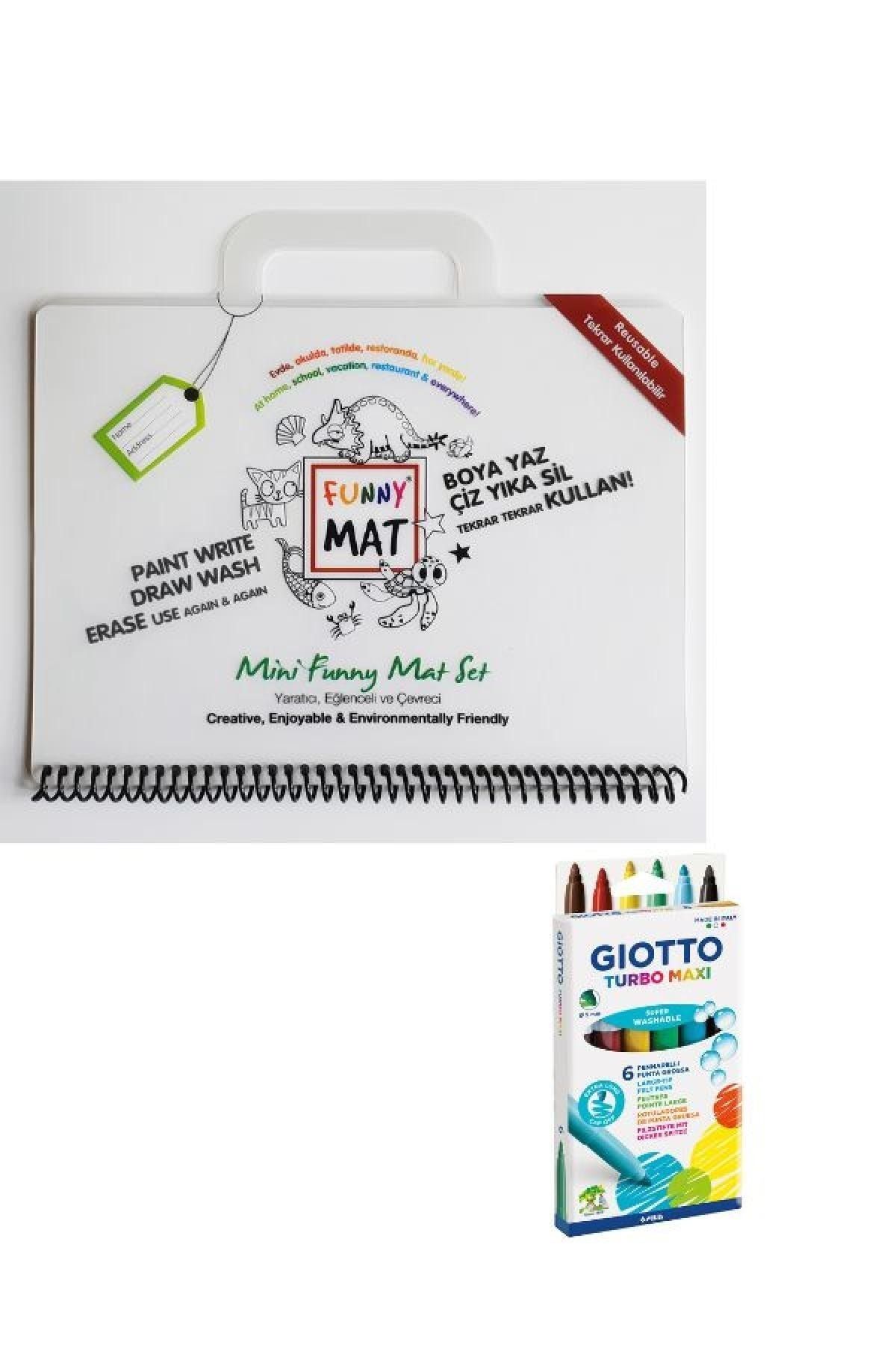 Akademi Çocuk Funny Mat - Mini Set ( Travel Set)& Gietto Turbo Maxi 6lı Keçeli Kalem