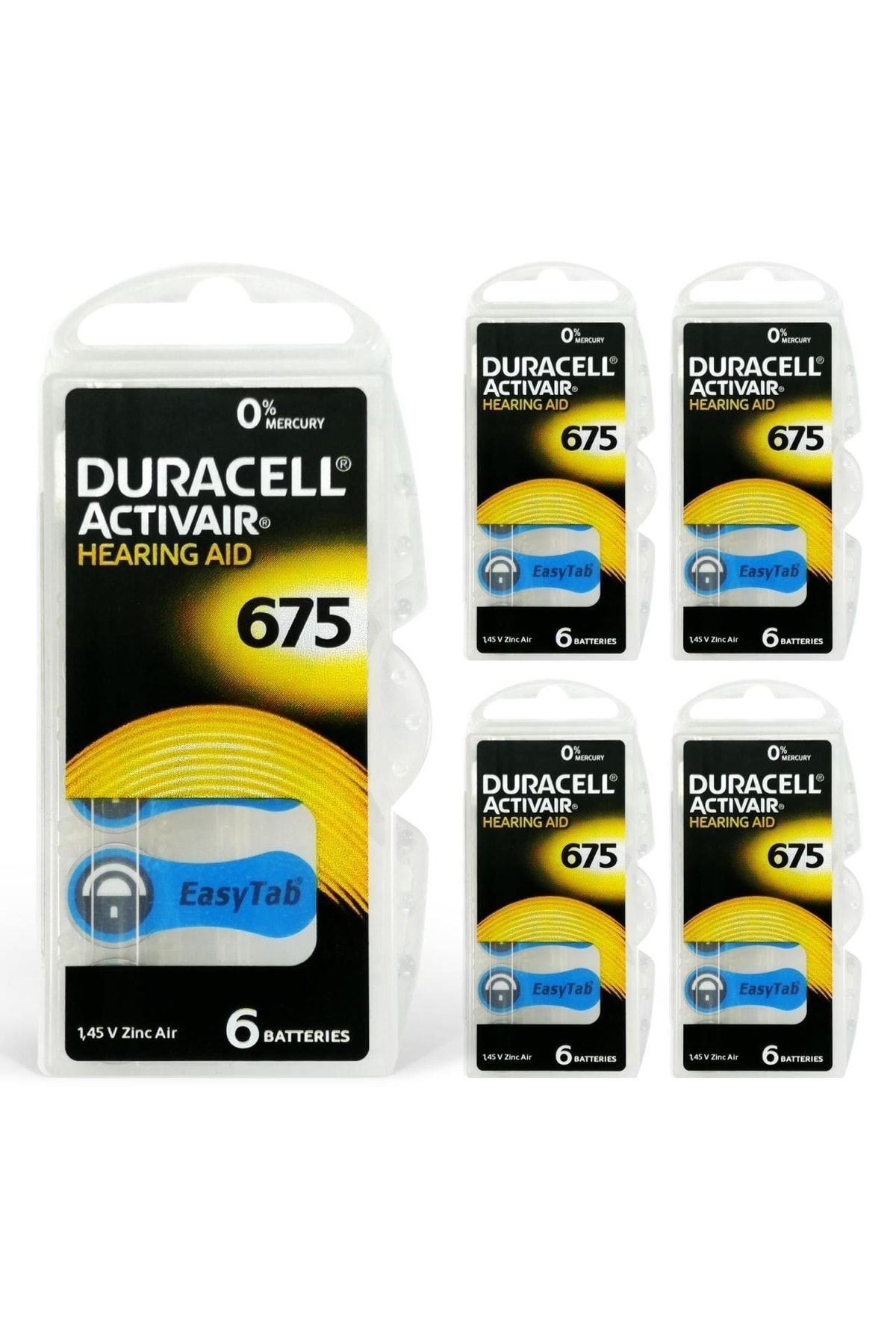 Duracell Activair 675 Numara Işitme Cihazı Uyumlu Pili (5 Paket X 6 Adet= 30 Adet Pil)