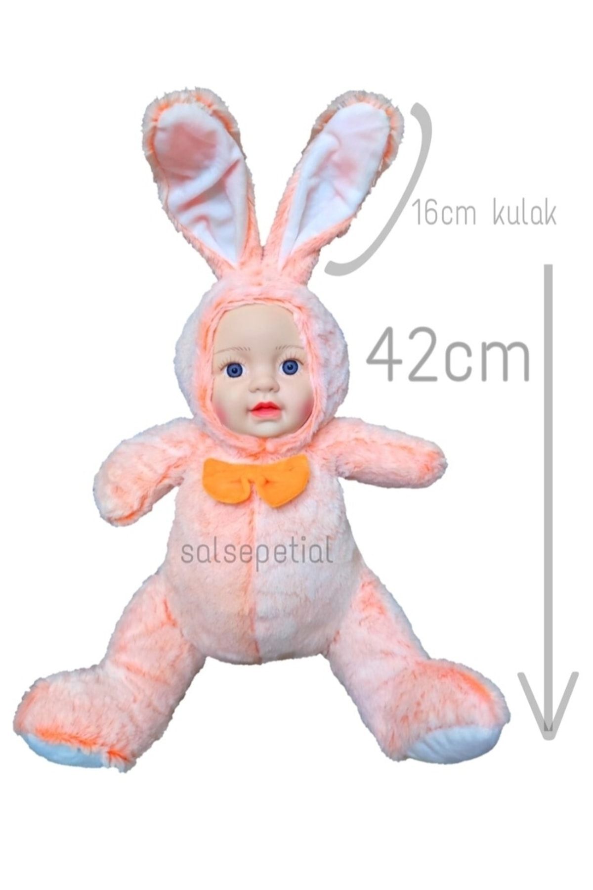 Bebek Büyük Boy Et Peluş Tavşan Kostümlü Oyuncak 58cm