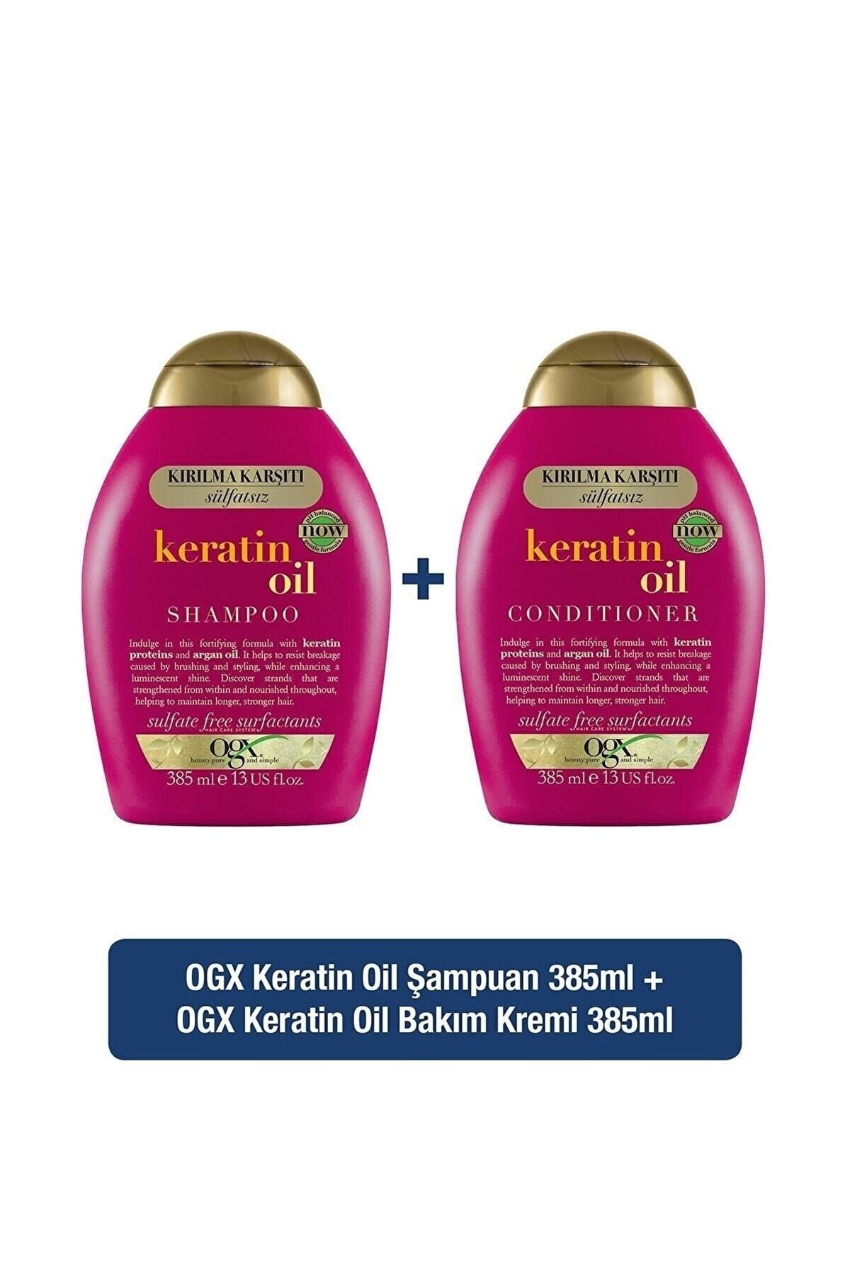 OGX Lawes Kırılma Karşıtı Keratin Oil Sülfatsız Şampuan 385ml + Bakım Kremi 385ml