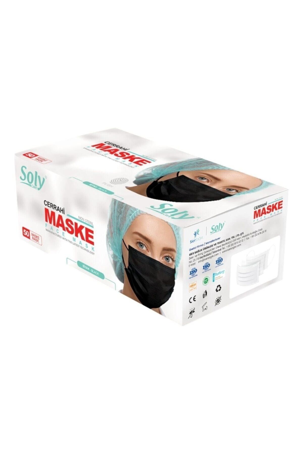 SOLY CARE 3 Katlı Sıyah Maske 50 Lı