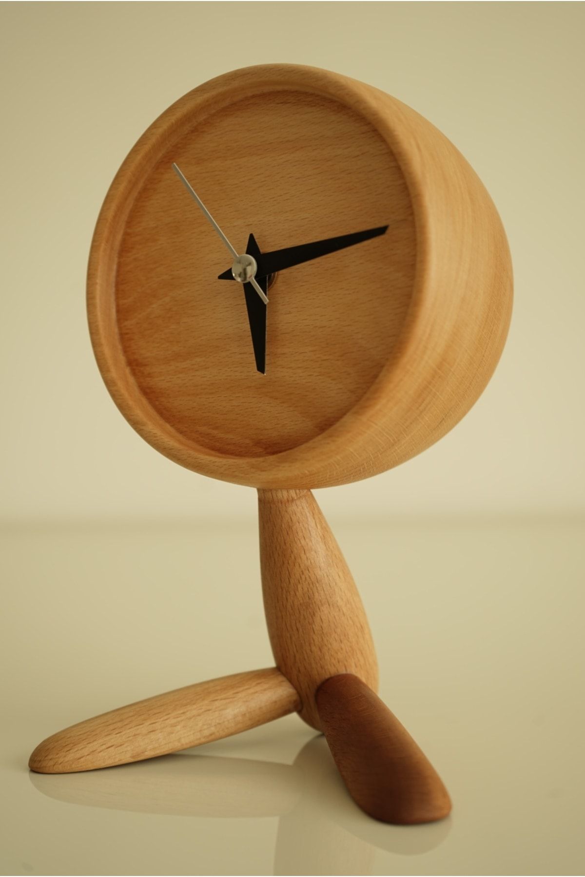 MAWİSİYAH Masaüstü Saat Özel Tasarım El Yapımı Dekoratif Masa Saati Fırınlanmış Gürgen Ağacından