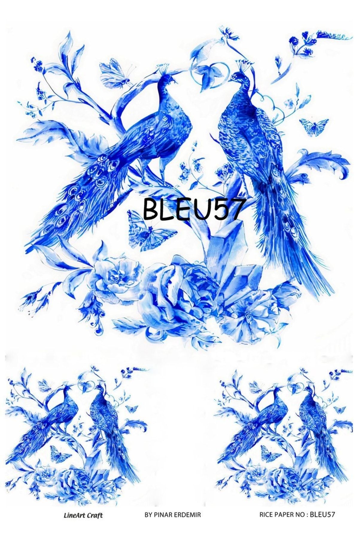 Lineart Bleu Blach Desen Pirinç Dekopaj Kağıdı - 57