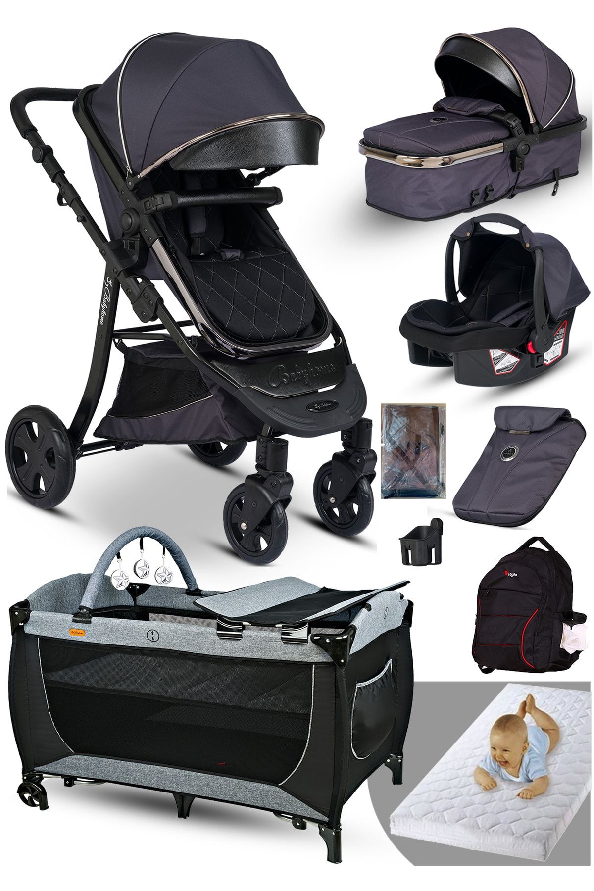 Baby Home 9 In 1 Yeni Ekonomi Paket 985 Travel Sistem Bebek Arabası 560 Oyun Parkı Park Yatak Beşik